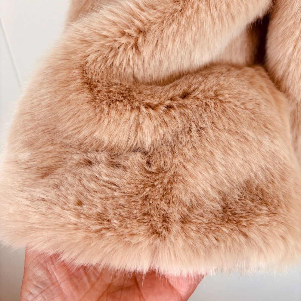 Foxglove Faux Fur Coat Jacket Women's Small Blush Shawl Collar Lined - Picture 4 of 9